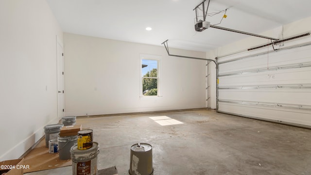 garage with a garage door opener