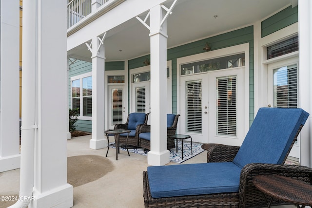 view of patio / terrace featuring french doors