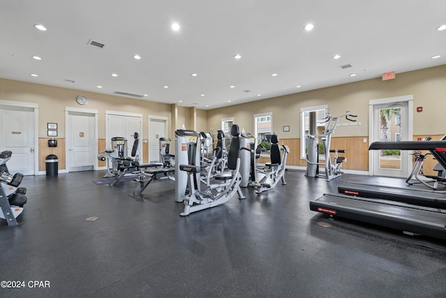 gym with a wealth of natural light