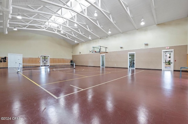 view of sport court featuring tennis court