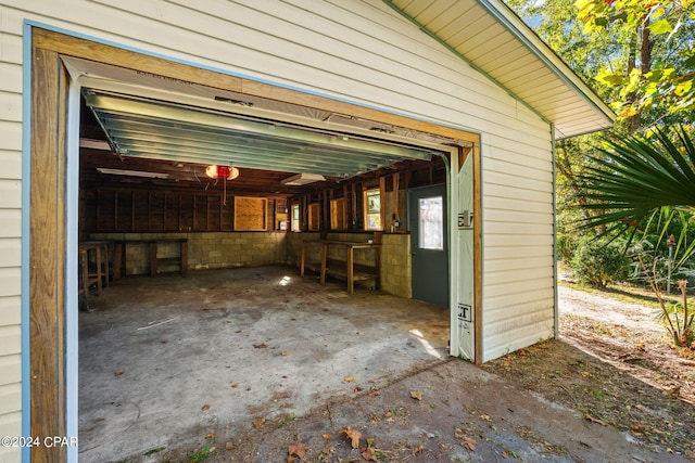 view of garage