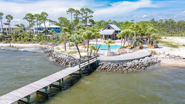 dock area featuring a water view