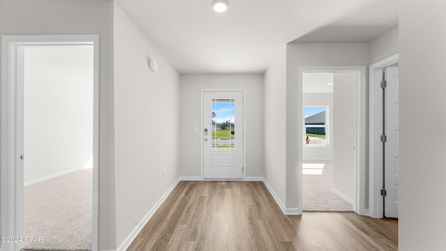 entryway with light wood-type flooring