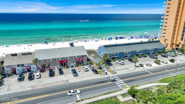 exterior space with a beach view