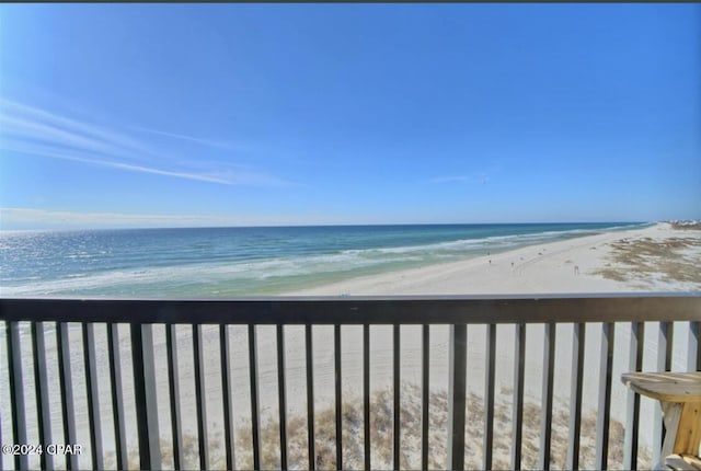 view of water feature with a view of the beach