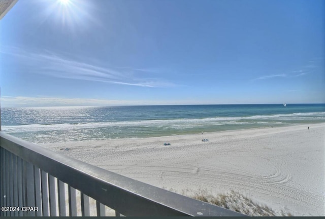 view of water feature with a view of the beach