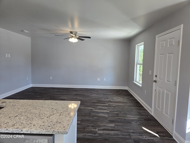 entrance foyer with ceiling fan and dark hardwood / wood-style flooring