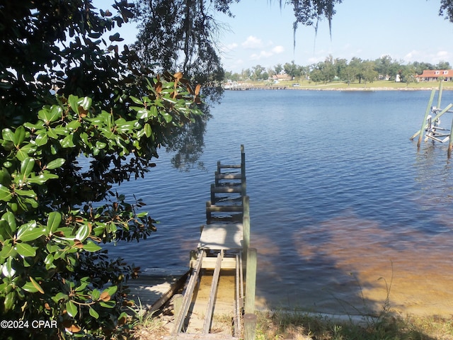 view of dock featuring a water view