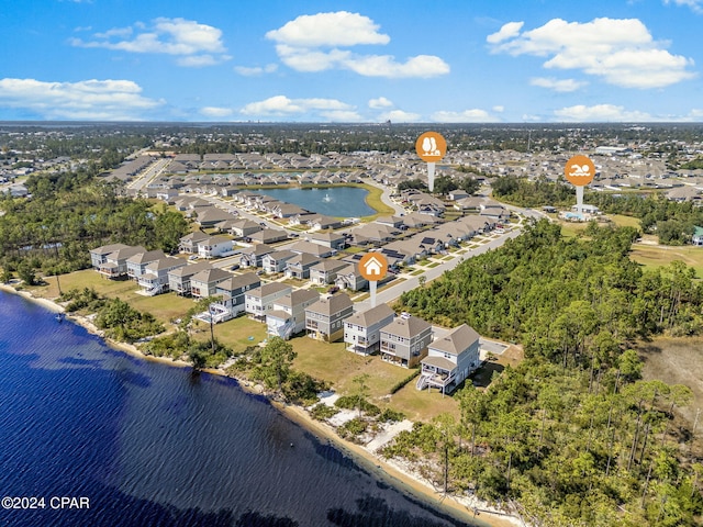 bird's eye view featuring a water view