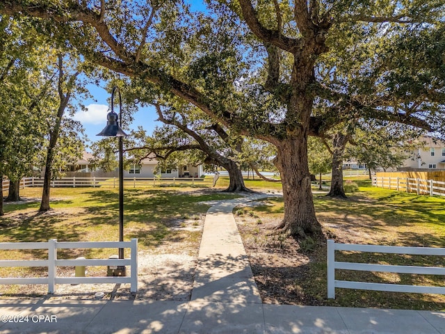 view of property's community with a yard