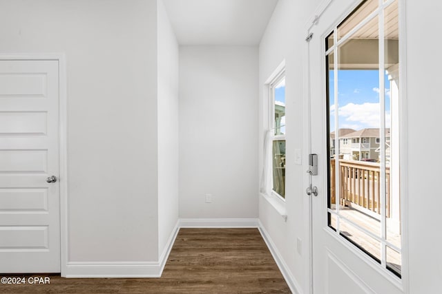 doorway featuring dark hardwood / wood-style flooring