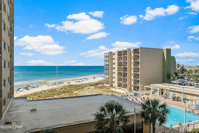 property view of water with a beach view