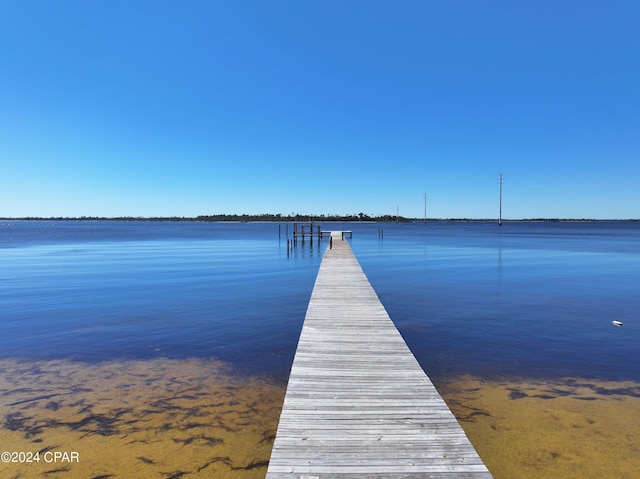 dock area featuring a water view