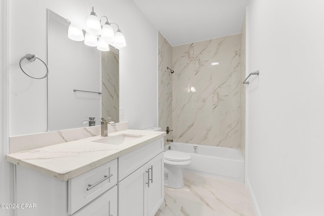 full bathroom with vanity, toilet, and tiled shower / bath combo