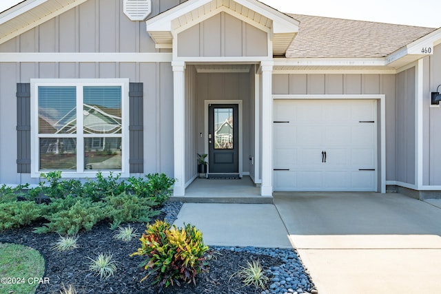 entrance to property with a garage