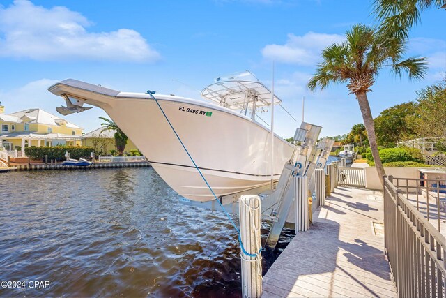 dock area featuring a water view