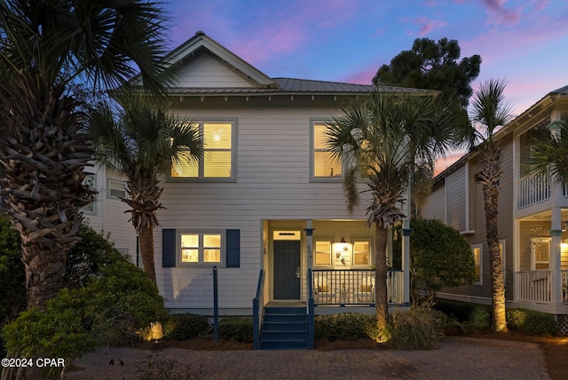 view of front facade featuring covered porch