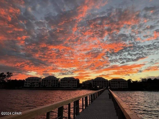 dock area featuring a water view