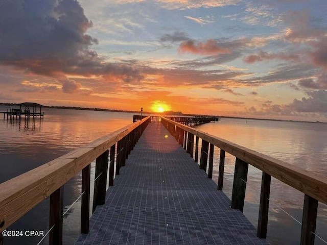 view of dock featuring a water view