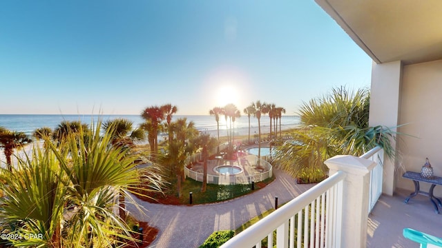 balcony with a water view