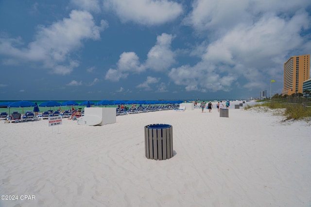 view of water feature featuring a view of the beach