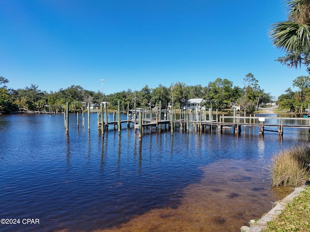 dock area featuring a water view