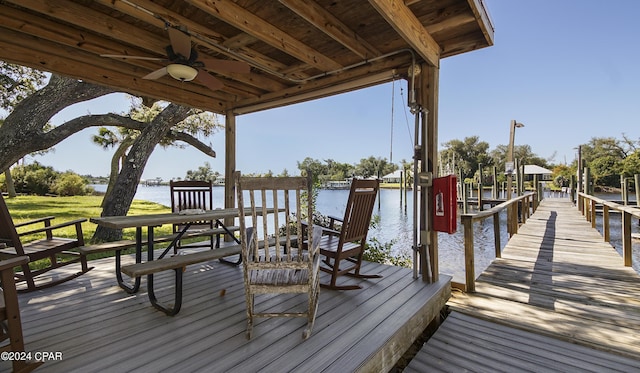 view of dock featuring a water view