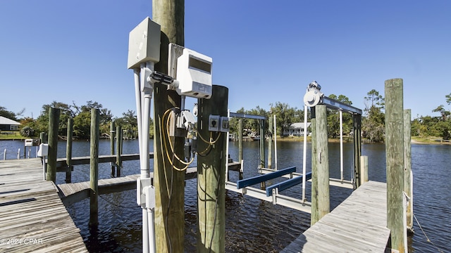 dock area with a water view