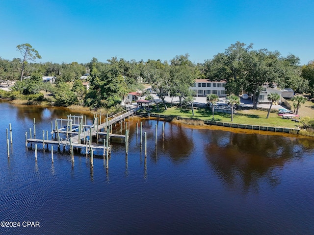 dock area featuring a water view