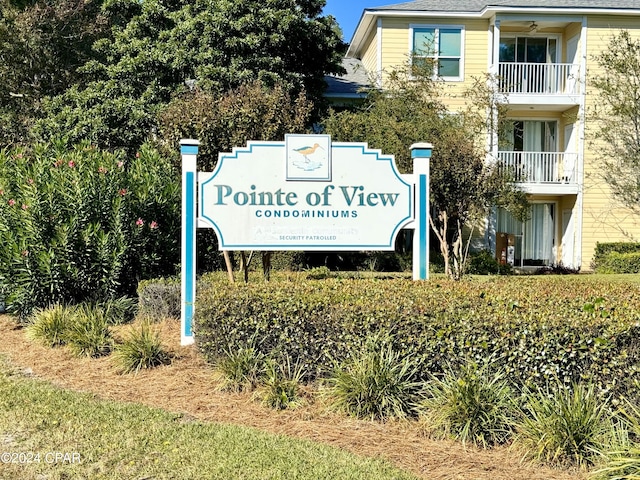 view of community sign
