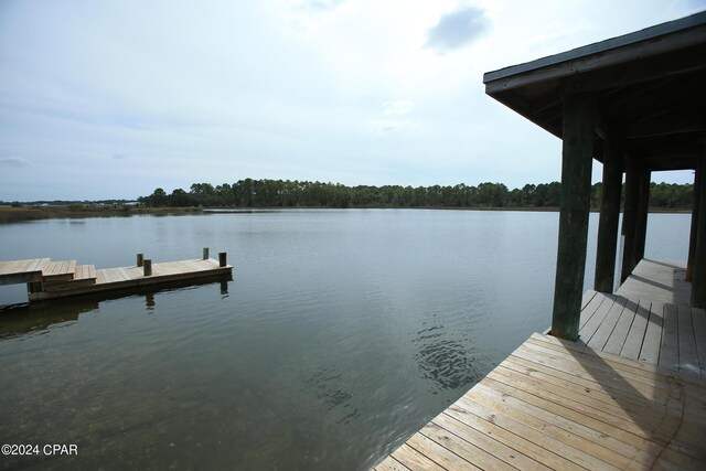 view of dock featuring a water view