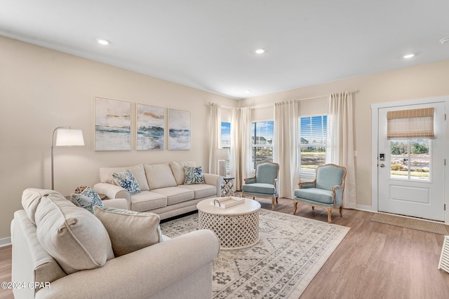 living room featuring light hardwood / wood-style floors