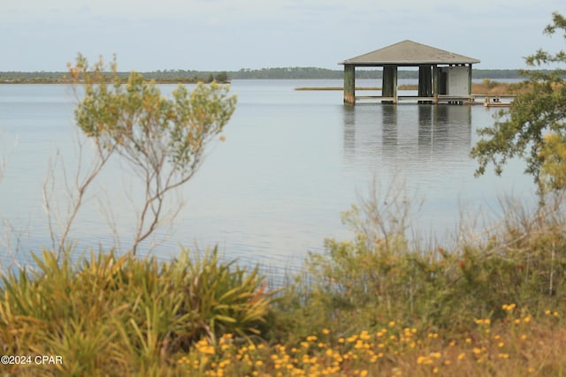 water view with a gazebo