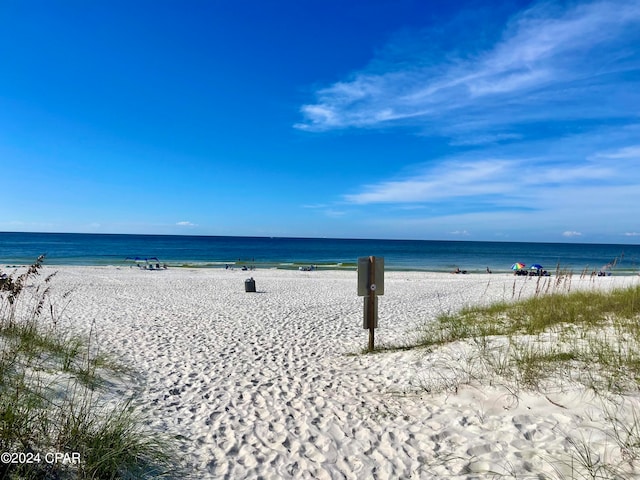 view of water feature with a view of the beach