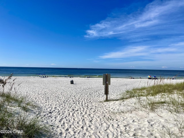 view of water feature with a view of the beach