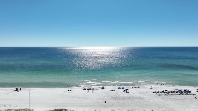 view of water feature featuring a beach view