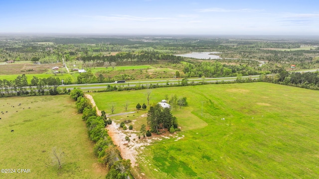 birds eye view of property with a rural view