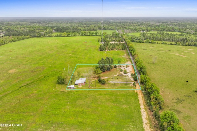 aerial view featuring a rural view