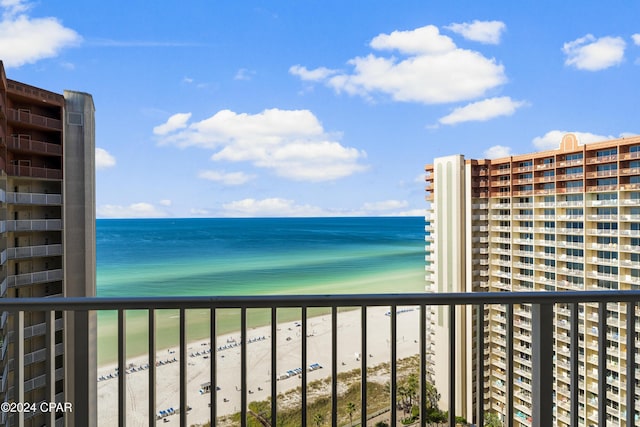 property view of water with a beach view