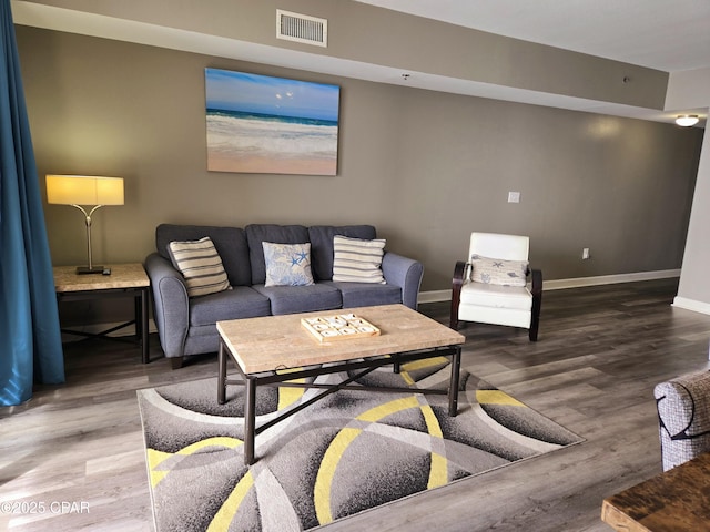 living room with hardwood / wood-style floors