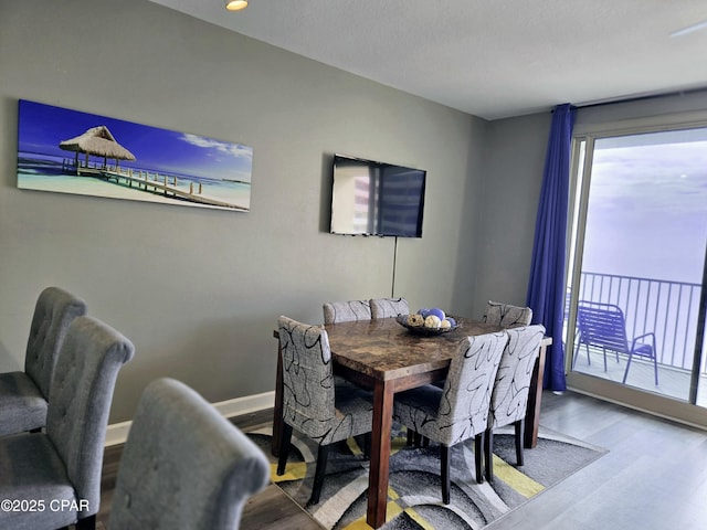 dining space featuring hardwood / wood-style flooring