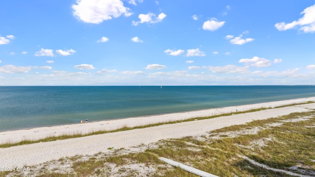 view of water feature with a view of the beach