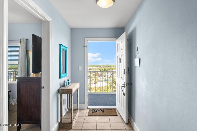 interior space with light tile patterned floors