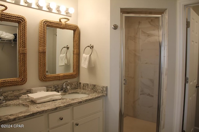 bathroom featuring vanity and walk in shower