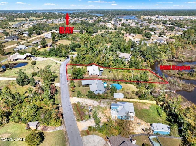 4526 Brook Forest Dr, Panama City, FL 32404 - birds eye view of property featuring a residential view and a water view