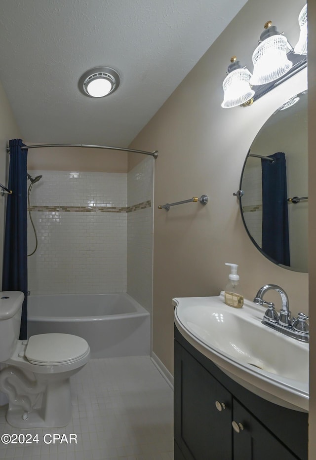 4526 Brook Forest Dr, Panama City, FL 32404 - bathroom featuring baseboards, toilet, shower / bath combination with curtain, vanity, and tile patterned flooring
