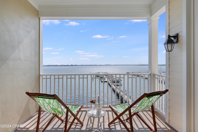 balcony with a water view