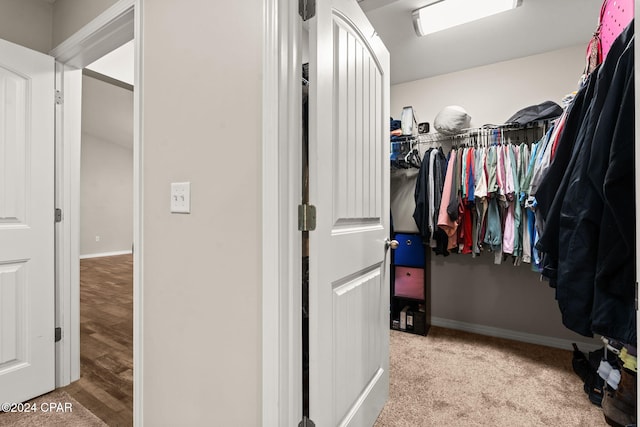 walk in closet featuring hardwood / wood-style floors