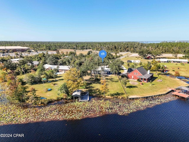 bird's eye view featuring a water view