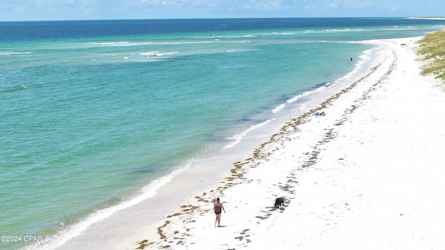 property view of water featuring a view of the beach